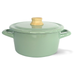 Fujihoro COTTON 18cm 雙耳附蓋琺瑯砂鍋 (復古綠)